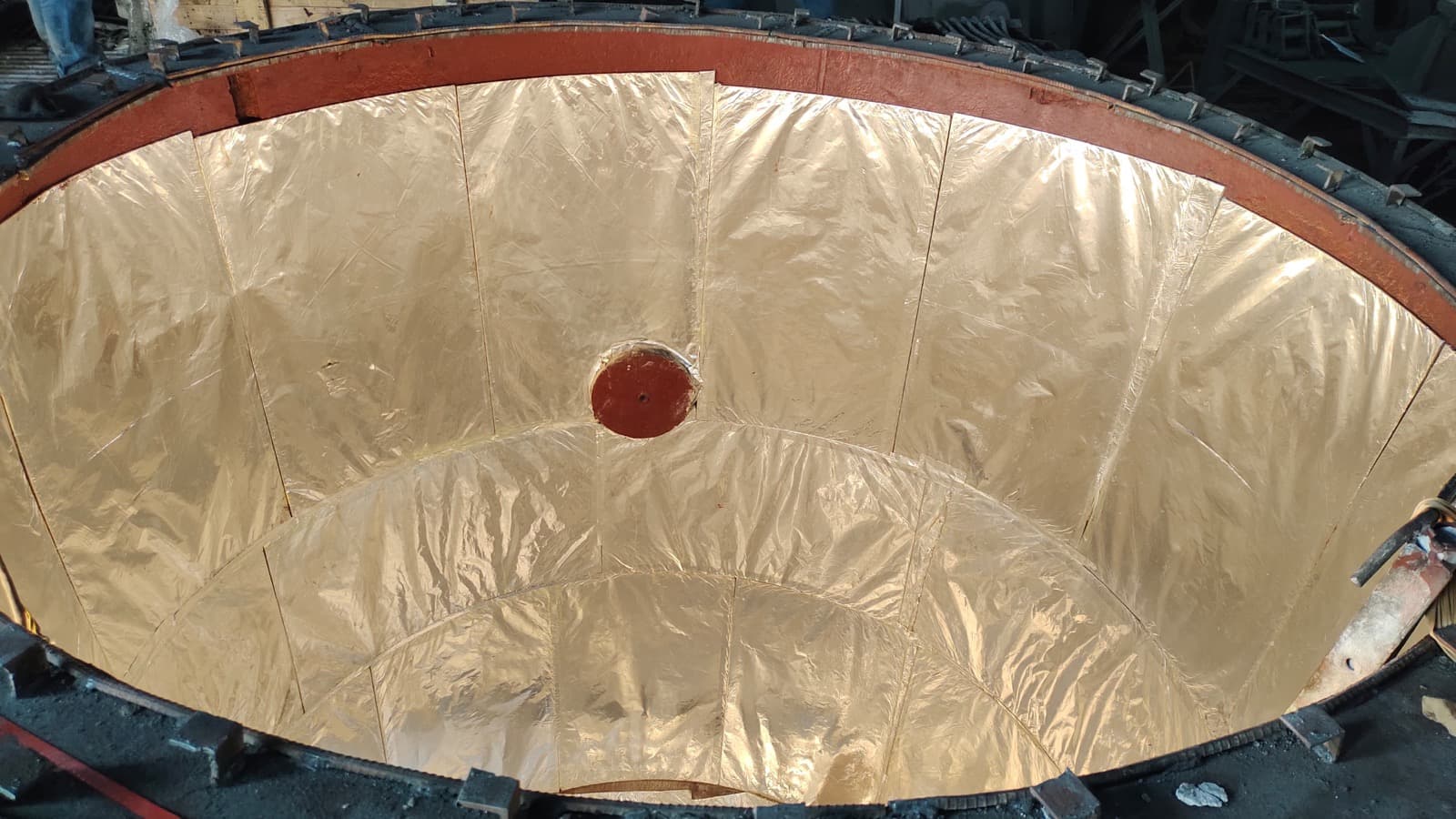 DFP India micro-porous insulation panels installed inside a ladle shell, behind the working lining