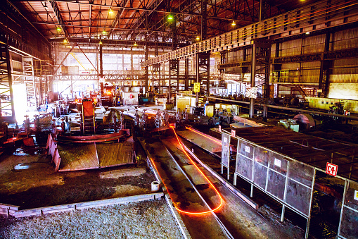 Steel, Factory, Business, Industry, Africa - Deformed bars been shaped at a large steel factory in Africa